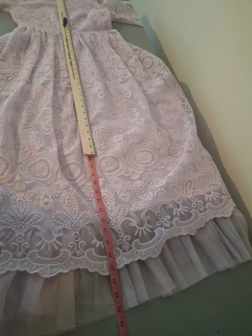 SHEIN Lavender Lace Maxi Dress S Embroidered Bell Sleeve Boho Romantic Formal